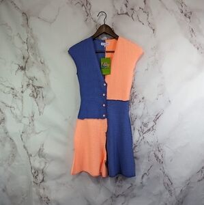 Elsie & Fred Jumpsuit Womens XS Orange Purple Colorblock Romper Paneled Playsuit